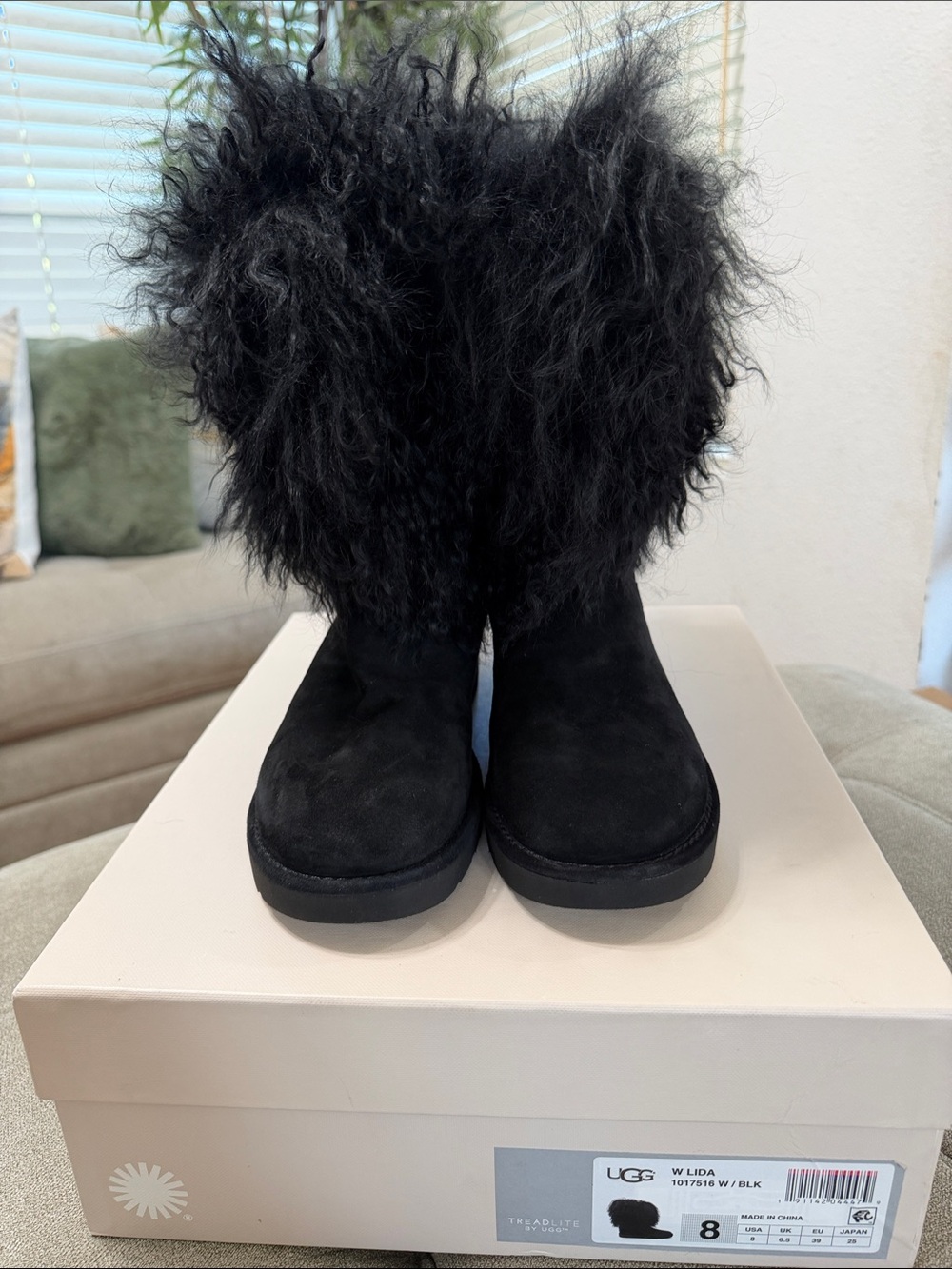 UGG Black Shearling Cuff Winter Boots